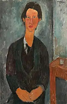 亞美迪歐·莫迪利亞尼的《柴姆·蘇丁》（Chaim Soutine），91.7 × 59.7cm，約作於1917年，來自切斯特·戴爾的收藏。