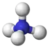 Ball-and-stick model of the ammonium cation