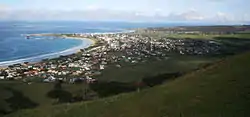 Apollo Bay township and bay from Mariners Lookout to the north-east