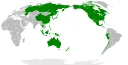 綠色為亞太經合組織現時之21個成員地區