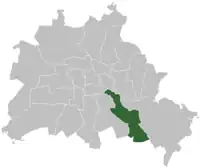 The location of Treptow in Berlin