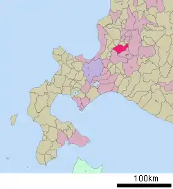 美唄市在北海道的位置