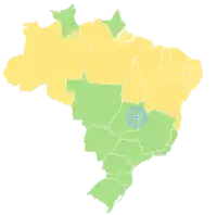 Map of Brazil displaying its first-level administrative divisions (Federative units) according to the category of their Human Development Index.