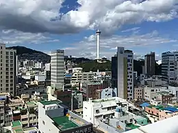 從札嘎其遠眺龍頭山公園和釜山塔