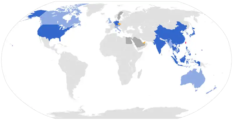 China Airlines destinations.  中華民國（台灣）  客貨運  僅客運  僅貨運  已終止