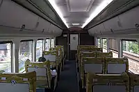 超級白兔號列車內的綠色車廂