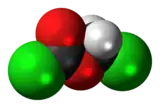 Space-filling model of the chloromethyl chloroformate molecule