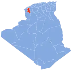 Map of Algeria highlighting Sidi Bel Abbès