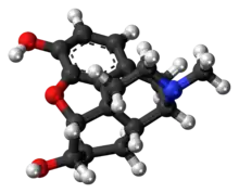 Ball-and-stick model of the dihydromorphine molecule