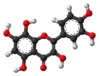 Ball-and-stick model of the gossypetin molecule