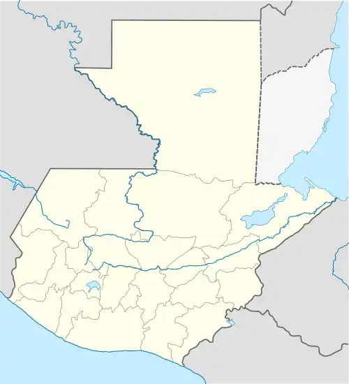 map of Guatemala with the position of the temple indicated