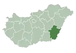 Békés County within Hungary