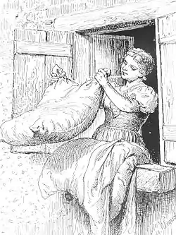 Goldmarie aus dem Märchen Frau Holle, Illustration von Hermann Vogel