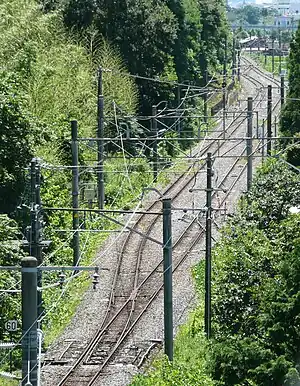 自田澤站方向看車站內部