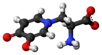 Ball-and-stick model of the L-mimosine zwitterion