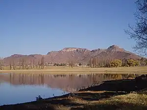 A view of Likhoele, Mafeteng's second highest mountain, from the reservoir by Kingsgate Primary School