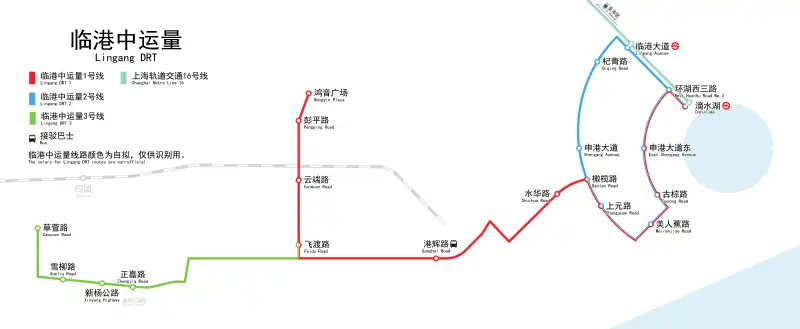 临港中运量系统地图（截至2023年7月）