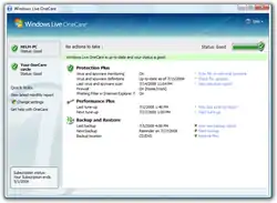 A screenshot of Windows Live OneCare 2.5.2900.03