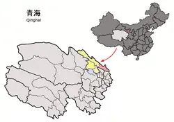 门源回族自治县和海北藏族自治州在青海省以及在中国的位置