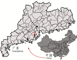 新會在廣東省的地理位置