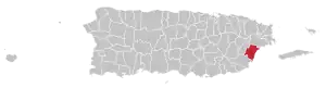 Location of Humacao in Puerto Rico