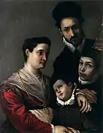 盧多維科·卡拉齊的《塔科尼家族肖像畫》（Ritratto della famiglia Tacconi），96 × 75cm，約作於1585－1590年，1971年始藏。