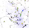 顯示M23位置的星圖。