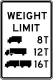 附帶不同類型貨車的重量限制標誌