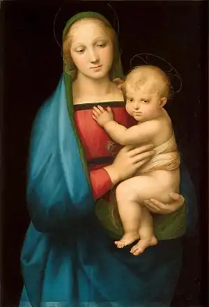 《聖母與聖子（英语：）》（Madonna dell Granduca），1505年，收藏於佛羅倫斯碧提宫