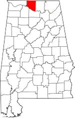 Map of Alabama highlighting Limestone County