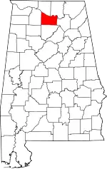 Map of Alabama highlighting Morgan County