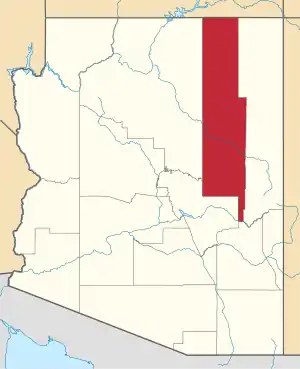 Map of Arizona highlighting Navajo County