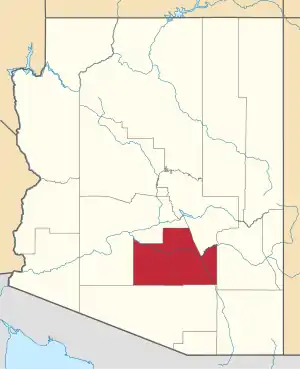 Map of Arizona highlighting Pinal County