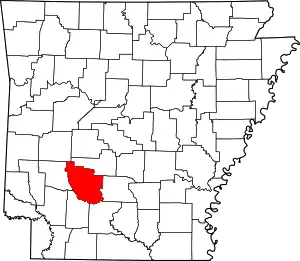 Map of Arkansas highlighting Clark County