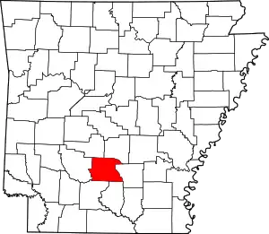 Map of Arkansas highlighting Dallas County