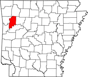 Map of Arkansas highlighting Franklin County