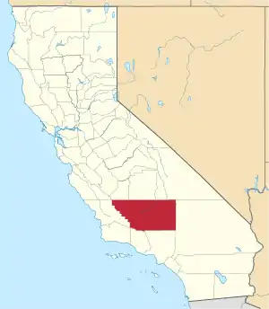 Map of California highlighting Kern County