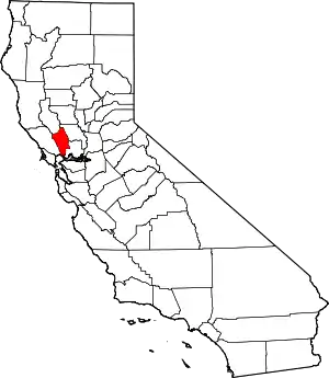 Map of California highlighting Napa County