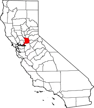 Map of California highlighting Sacramento County