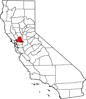 Map of California highlighting Solano County