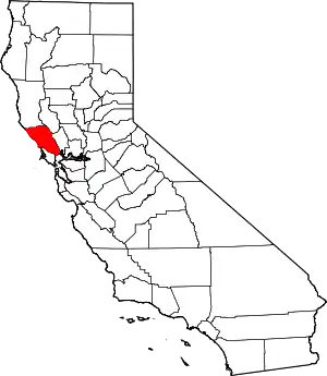 Map of California highlighting Sonoma County