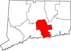 Map of Connecticut highlighting Middlesex County