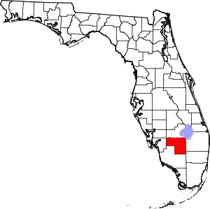 Map of Florida highlighting Hendry County