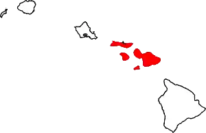 Map of Hawaii highlighting Maui County