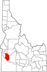 Map of Idaho highlighting Ada County