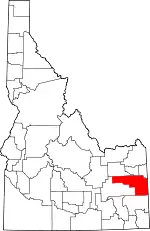 Map of Idaho highlighting Bonneville County