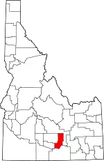 Map of Idaho highlighting Minidoka County