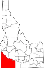 Map of Idaho highlighting Owyhee County