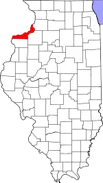 Map of Illinois highlighting Rock Island County