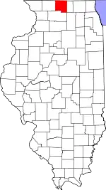 Map of Illinois highlighting Winnebago County